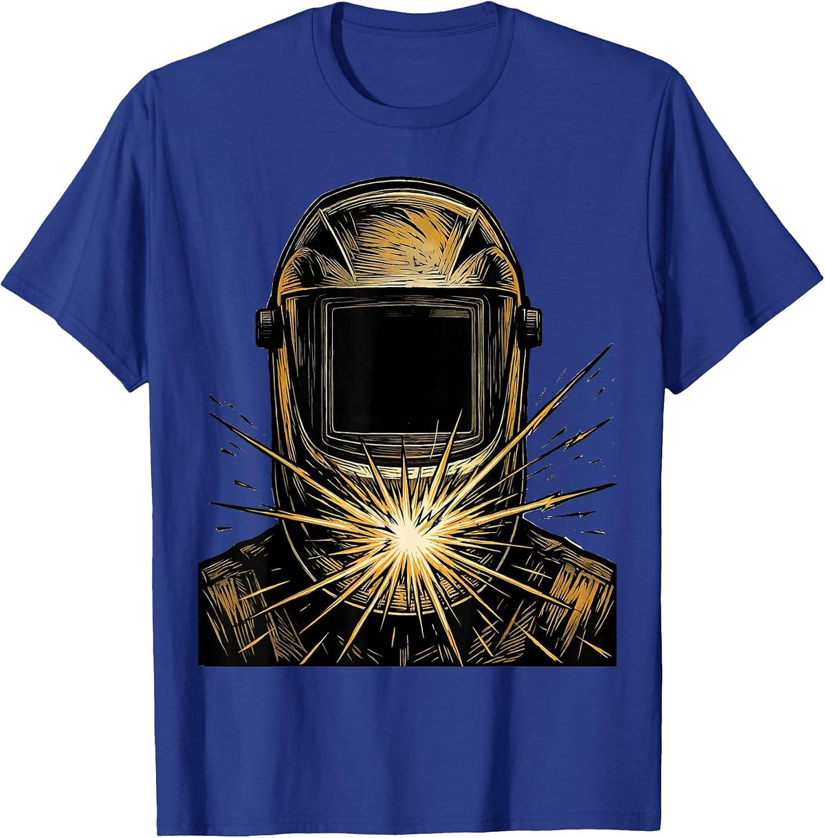 Men's Welder Masked Face Arc Flash Graphic Tee T-Shirt - Royal Blue