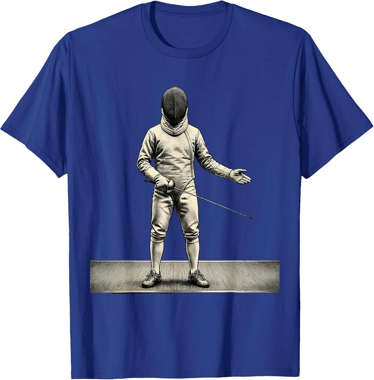 Masked Fencer Vintage Fencing Club Sport Humor T-Shirt - Royal Blue