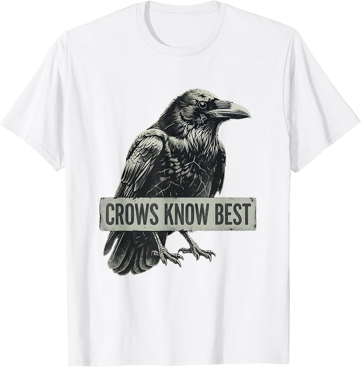 Men's Crows Know Best Bold Crow Graphic Design T-Shirt - White