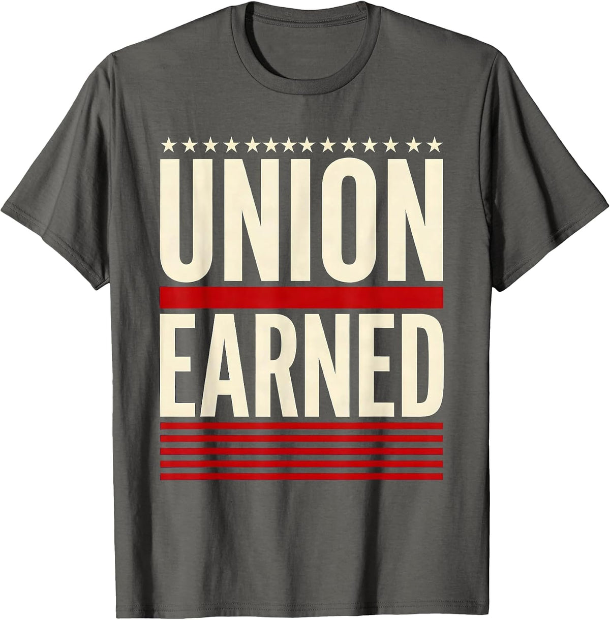 Men's Union Earned Patriotic Labor Day Worker Pride Blue Collar T-Shirt - Asphalt Grey