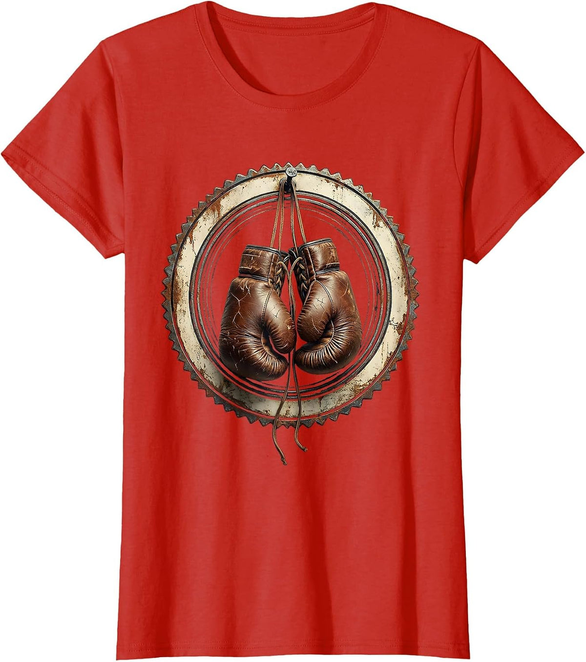 Vintage Boxing Gloves Hanging From Nail T-Shirt - Red