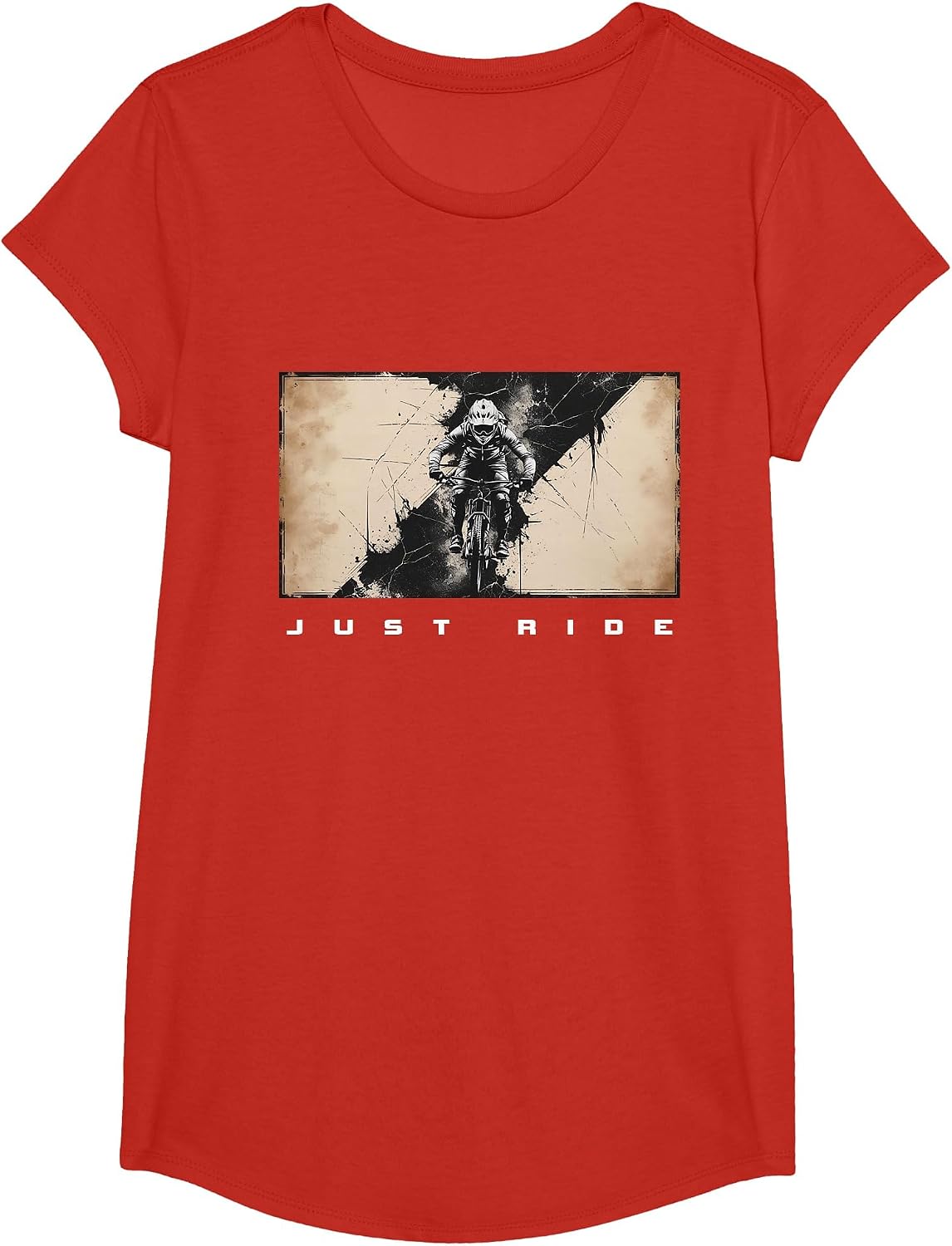 MTB Mountain Bike T-Shirt - Girls Red