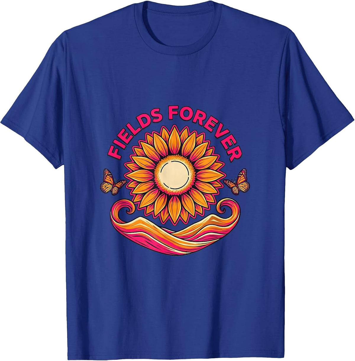 Men's Fields Forever Scenic Nature Graphic Design T-Shirt - Royal Blue