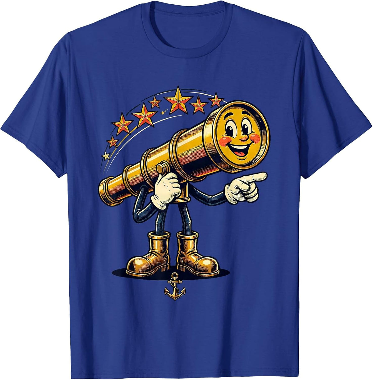 Men's Old Telescope Starry Horizon Navy Graphic T-Shirt - Royal Blue