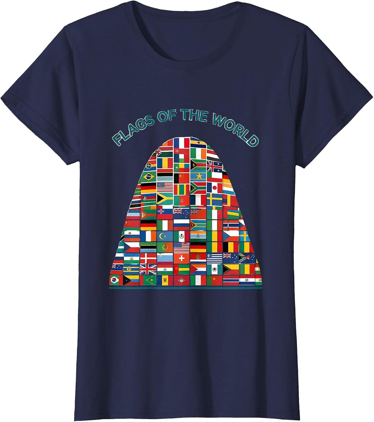 Women's Flags Of The World Geography Lover World Traveler Gift T-Shirt - Navy Blue