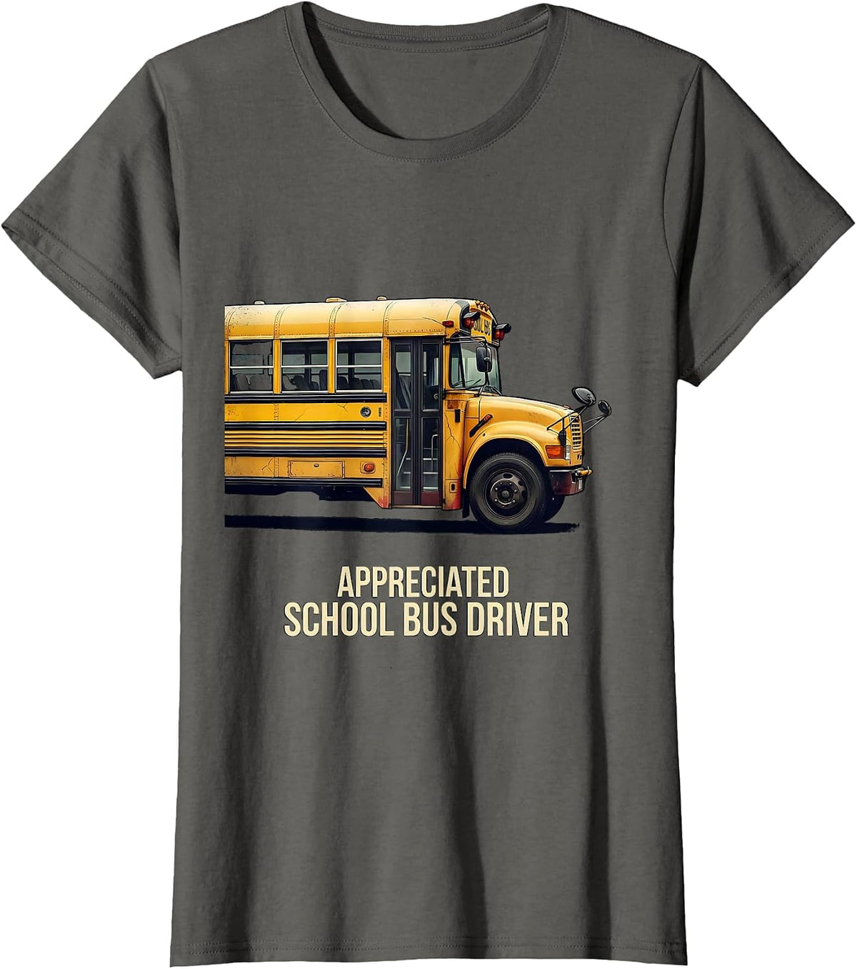 Women's Appreciated School Bus Driver Distressed Bus Driver T-Shirt - Asphalt Grey