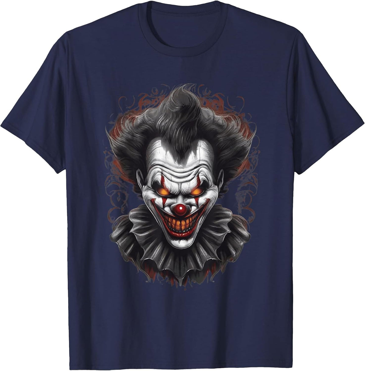 Halloween Scary Evil Clown Horror T-Shirt - Navy Blue