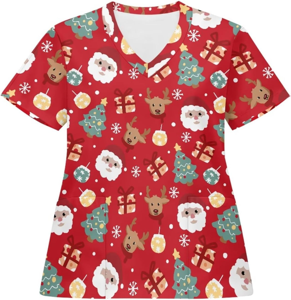 JoyLamoria Scrub Tops Women Shirts V Neck Short Sleeve Plus Size Scrubs for Womens Nursing Uniforms Shirts with Pockets -