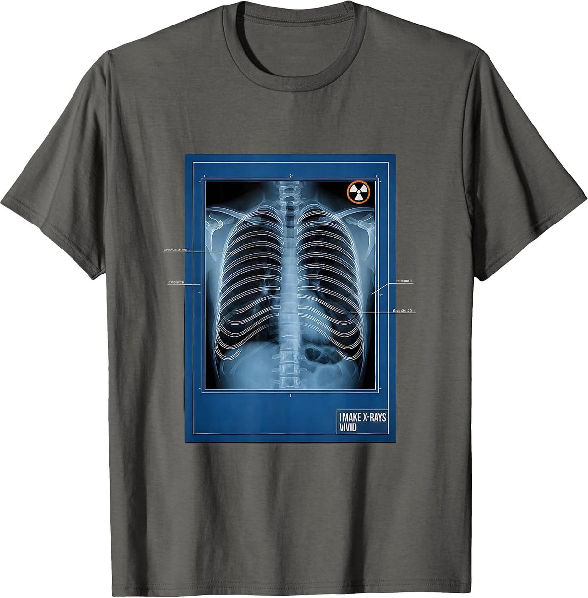 Men's I Make X-Rays Vivid Technical Blueprint Radiology Tech Rad T-Shirt - Asphalt Grey