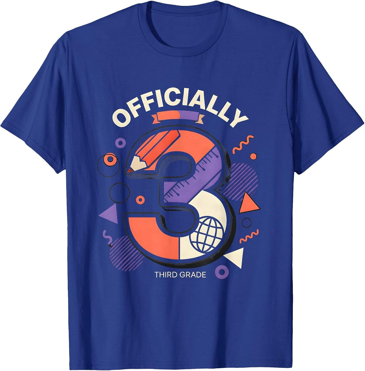 Officially Third Grade Memphis Postmodern Teacher Back To T-Shirt - Royal Blue