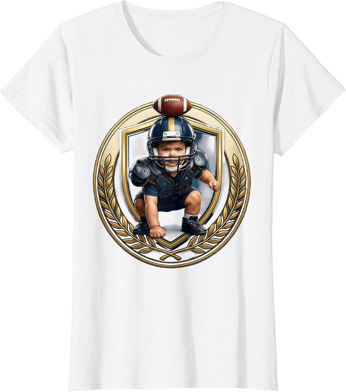 Toddler Lineman Three-Point Stance Football T-Shirt - White