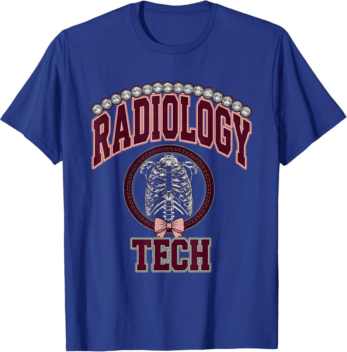RADIOLOGY TECH Sparkle Varsity Radiology Tech Coquette Cute T-Shirt - Royal Blue