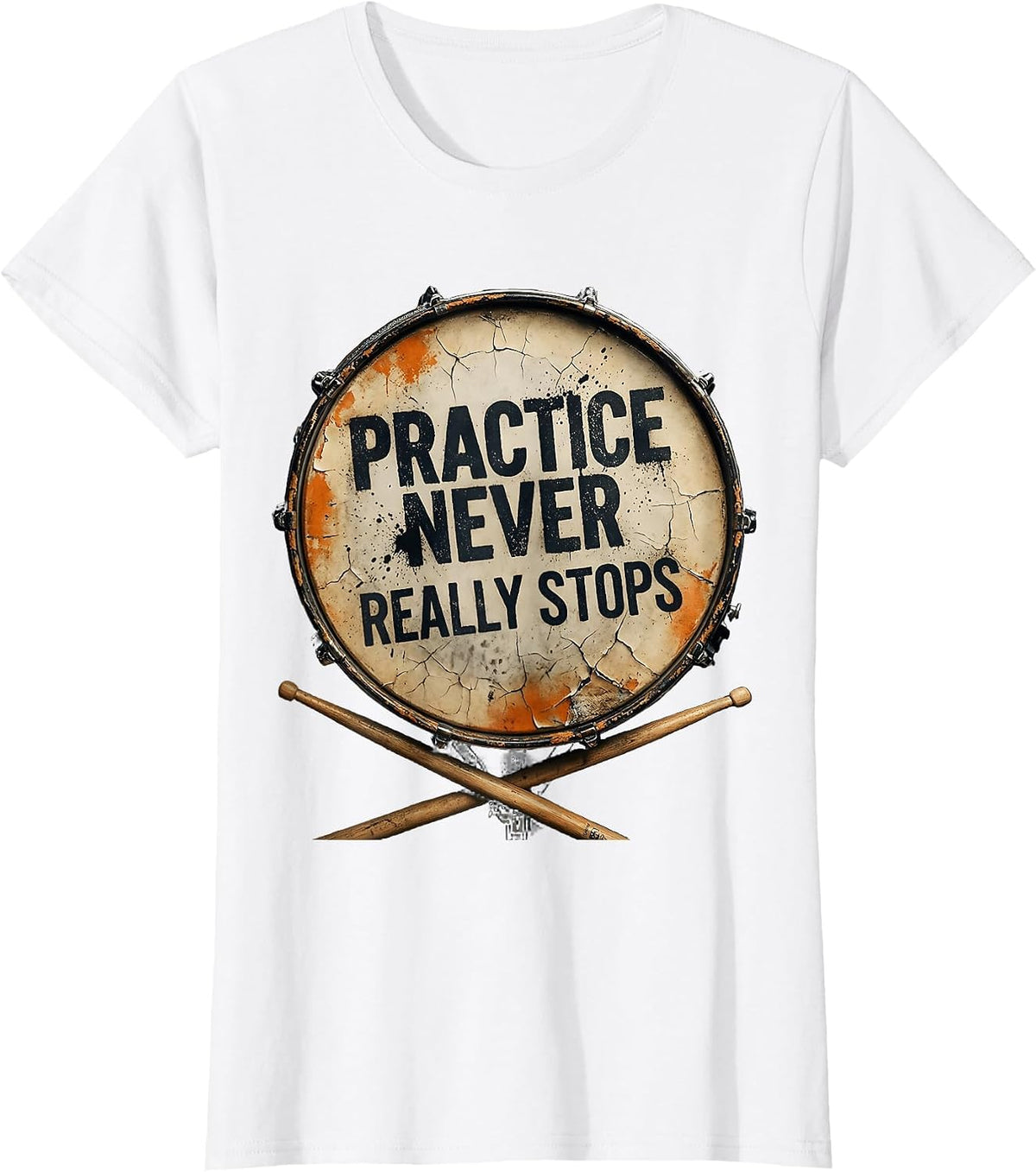 Practice Never Really Stops Band Graphic Design T-Shirt - White