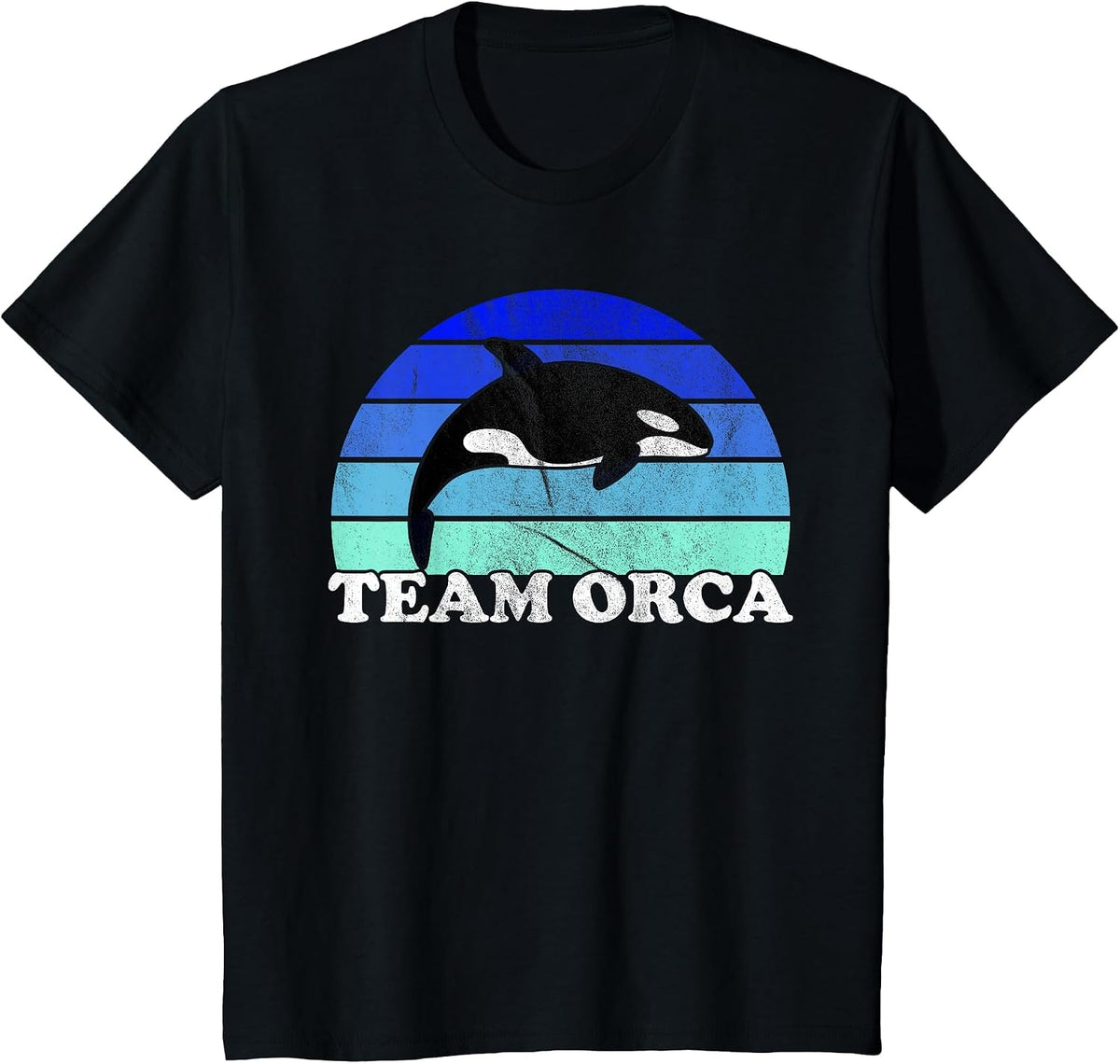 Team Orca - Whale Ocean Retro Sunset T-Shirt - Black