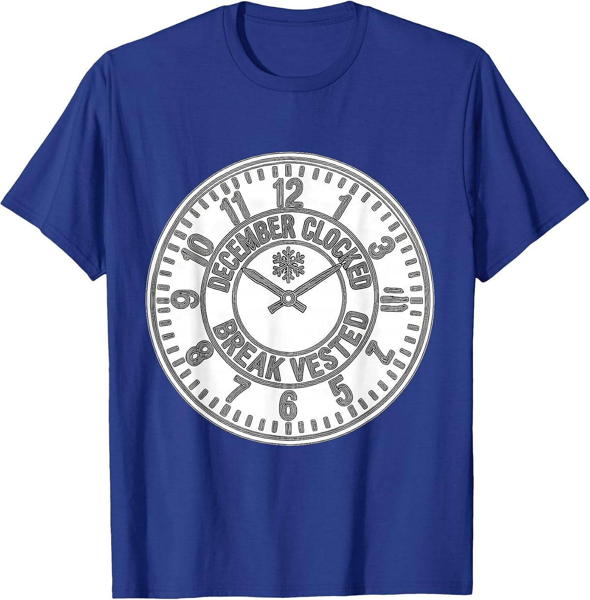 December Clocked Break Vested Funny Teacher Christmas Break T-Shirt - Royal Blue