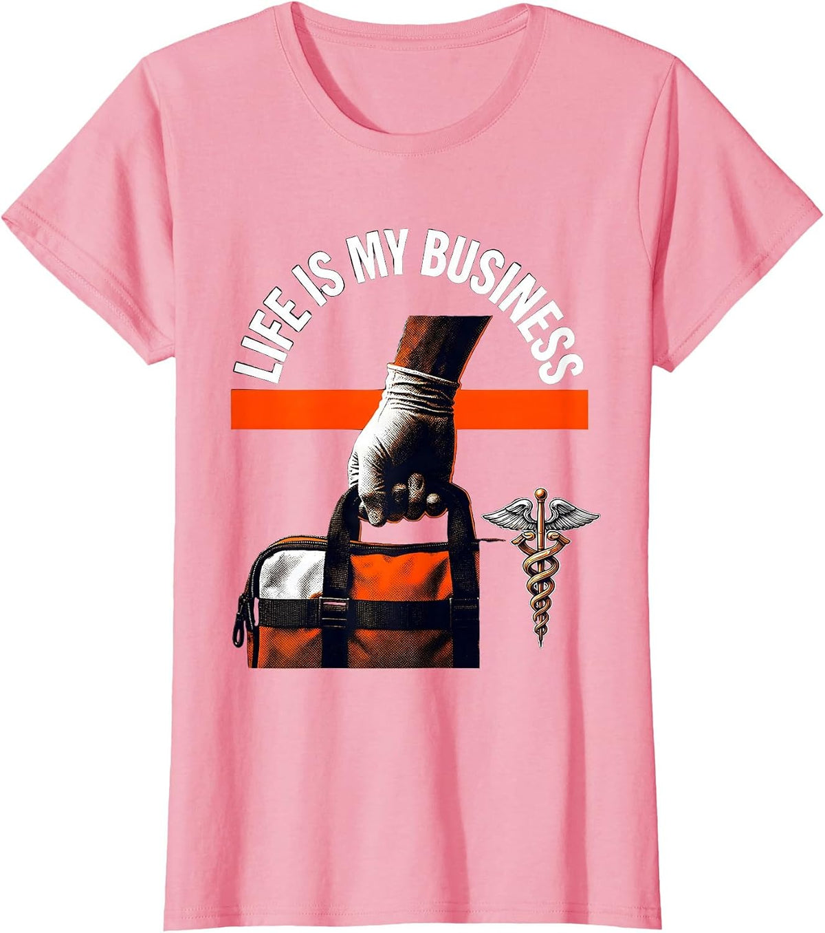 Women's Life Is My Business EMT Graphic Design T-Shirt - Pink