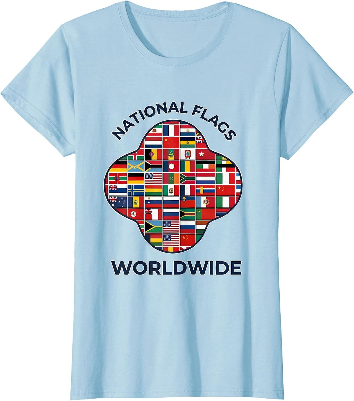 Women's National Flags Worldwide Geography Lover International T-Shirt - Baby Blue