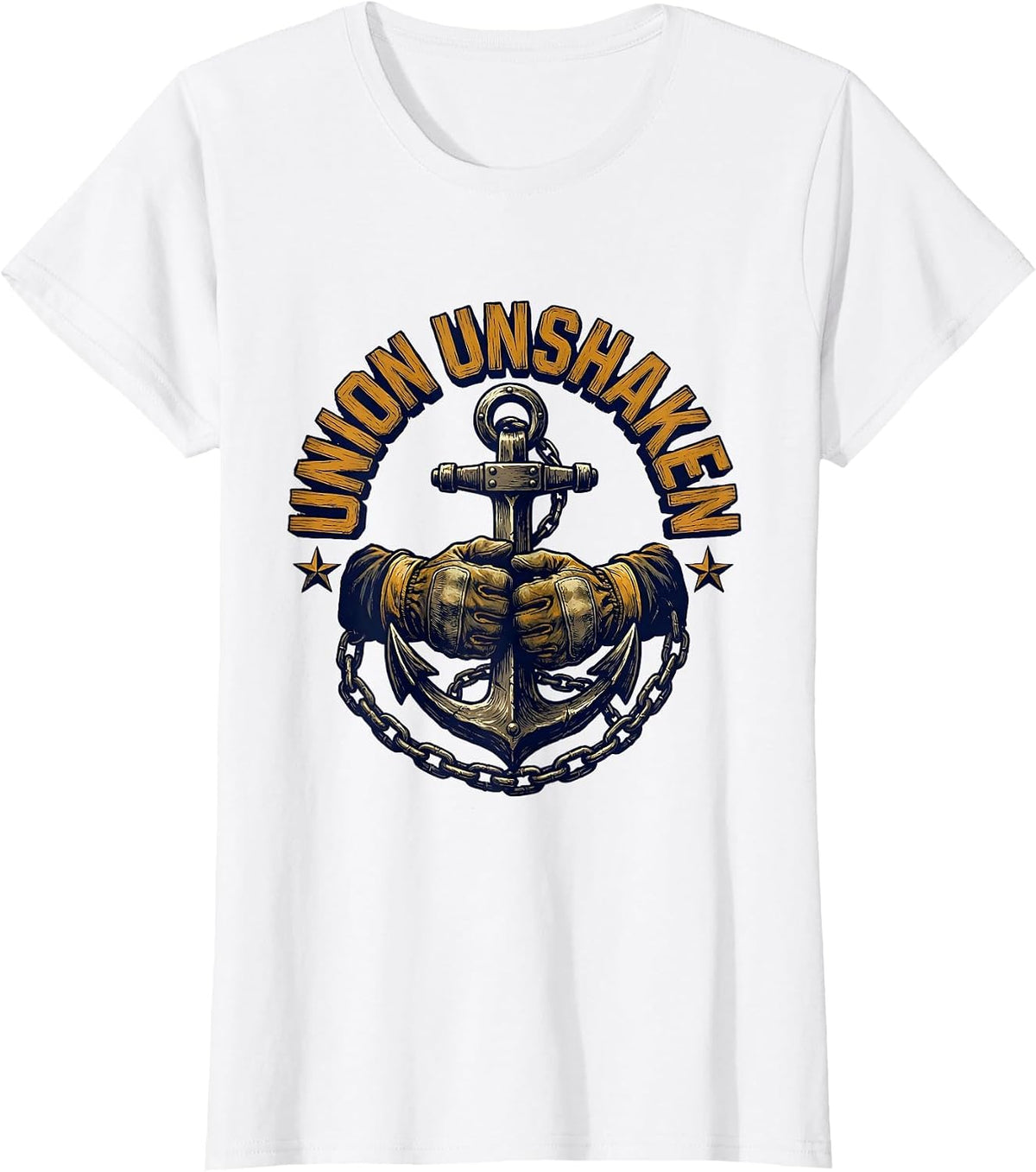 Women's Union Unshaken Wood Type Letterpress Labor Day Union Worker T-Shirt - White
