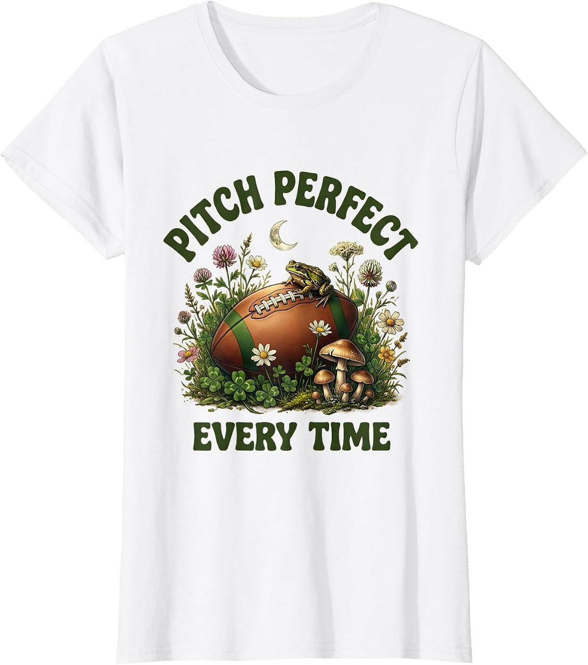 Women's Pitch Perfect Every Time Rugby Graphic Design T-Shirt - White