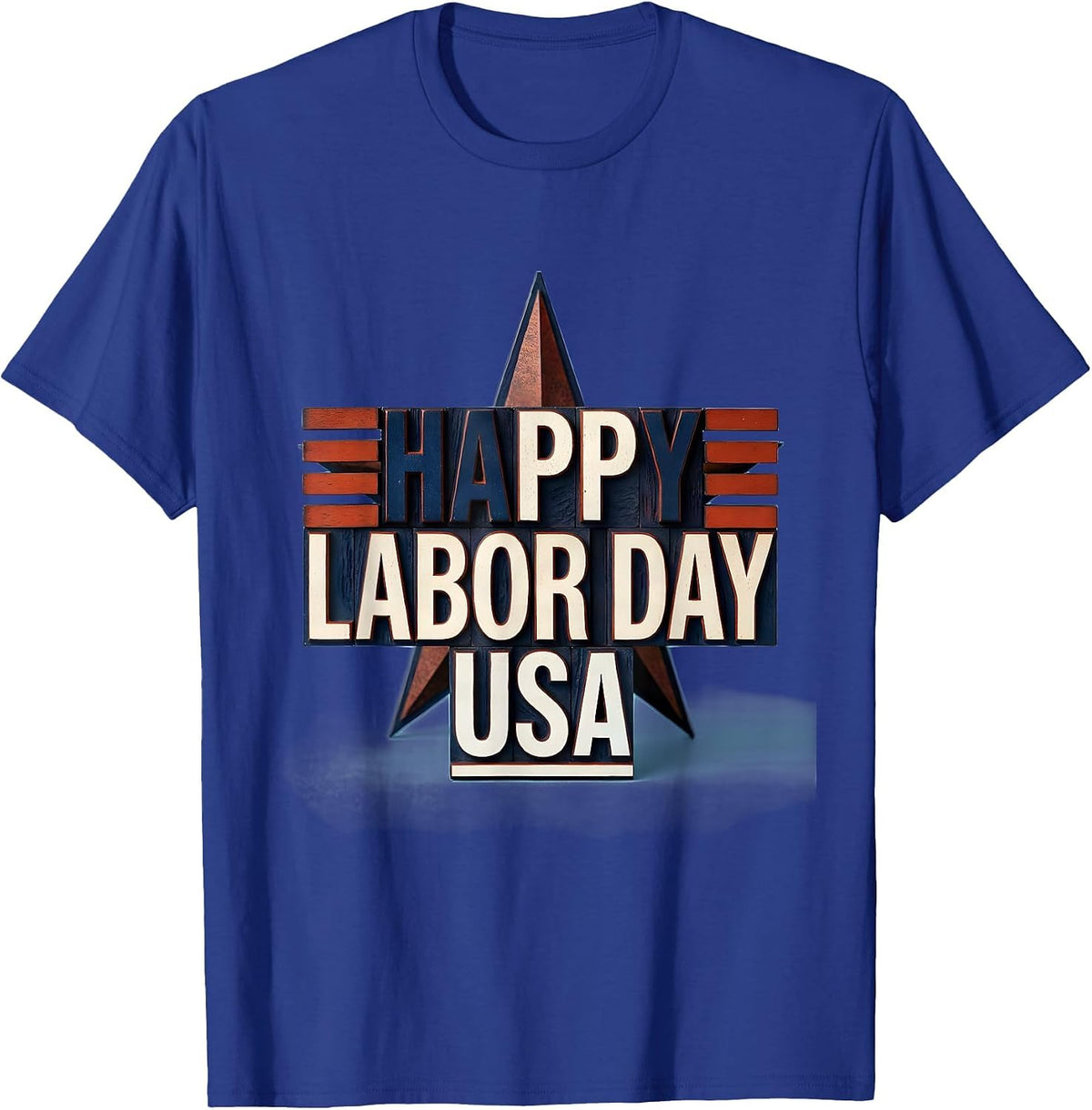 Happy Labor Day USA Patriotic Americana Tribute Wood Type T-Shirt - Royal Blue