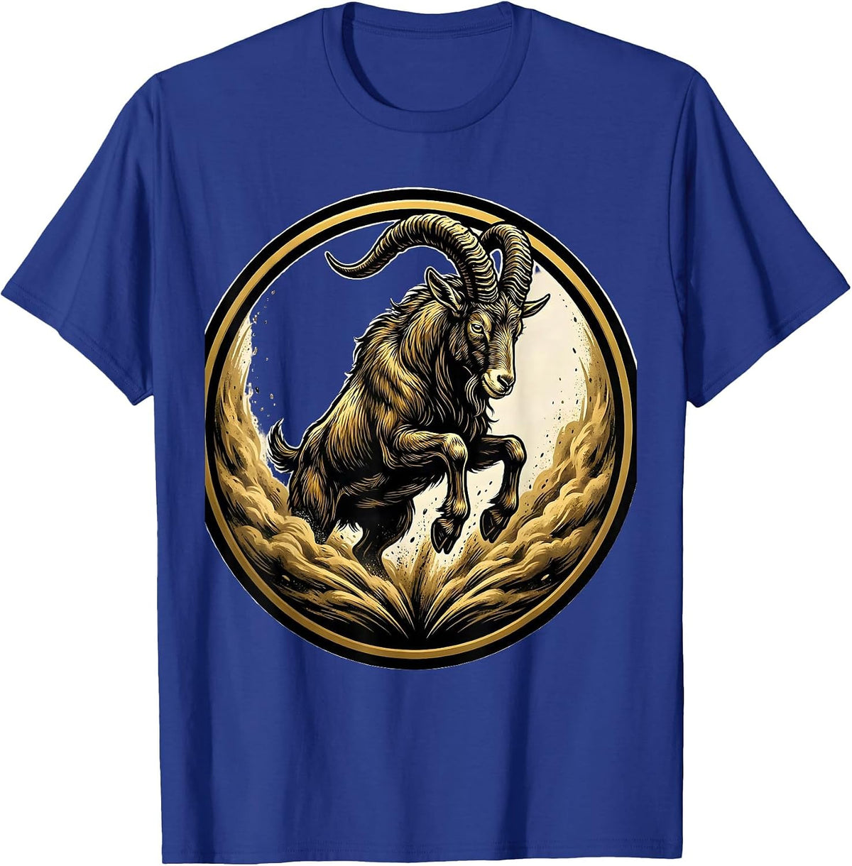 Men's Angry Charging Goat with Dust Trail Graphic T-Shirt - Royal Blue