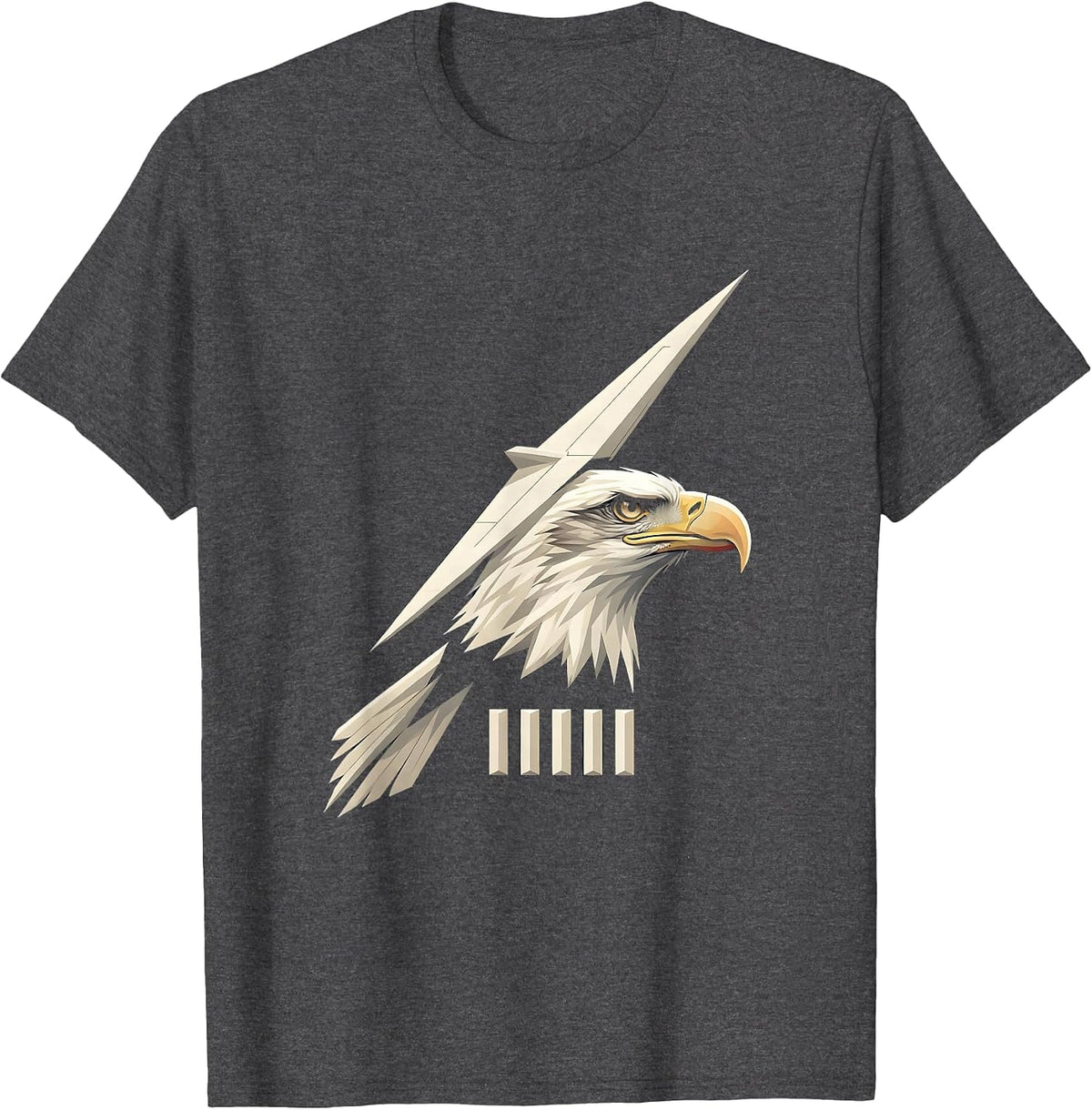 Bald Eagle Head Minimalist Patriotic Fan T-Shirt - Dark Heather Grey