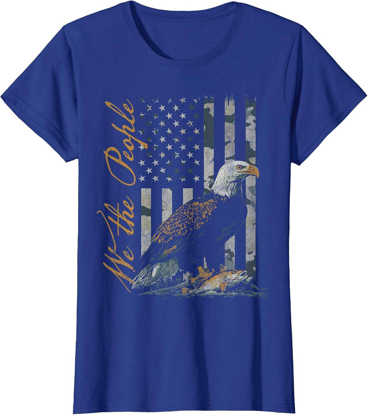 We the People American Flag Patriotic Bald Eagle T-Shirt - Royal Blue
