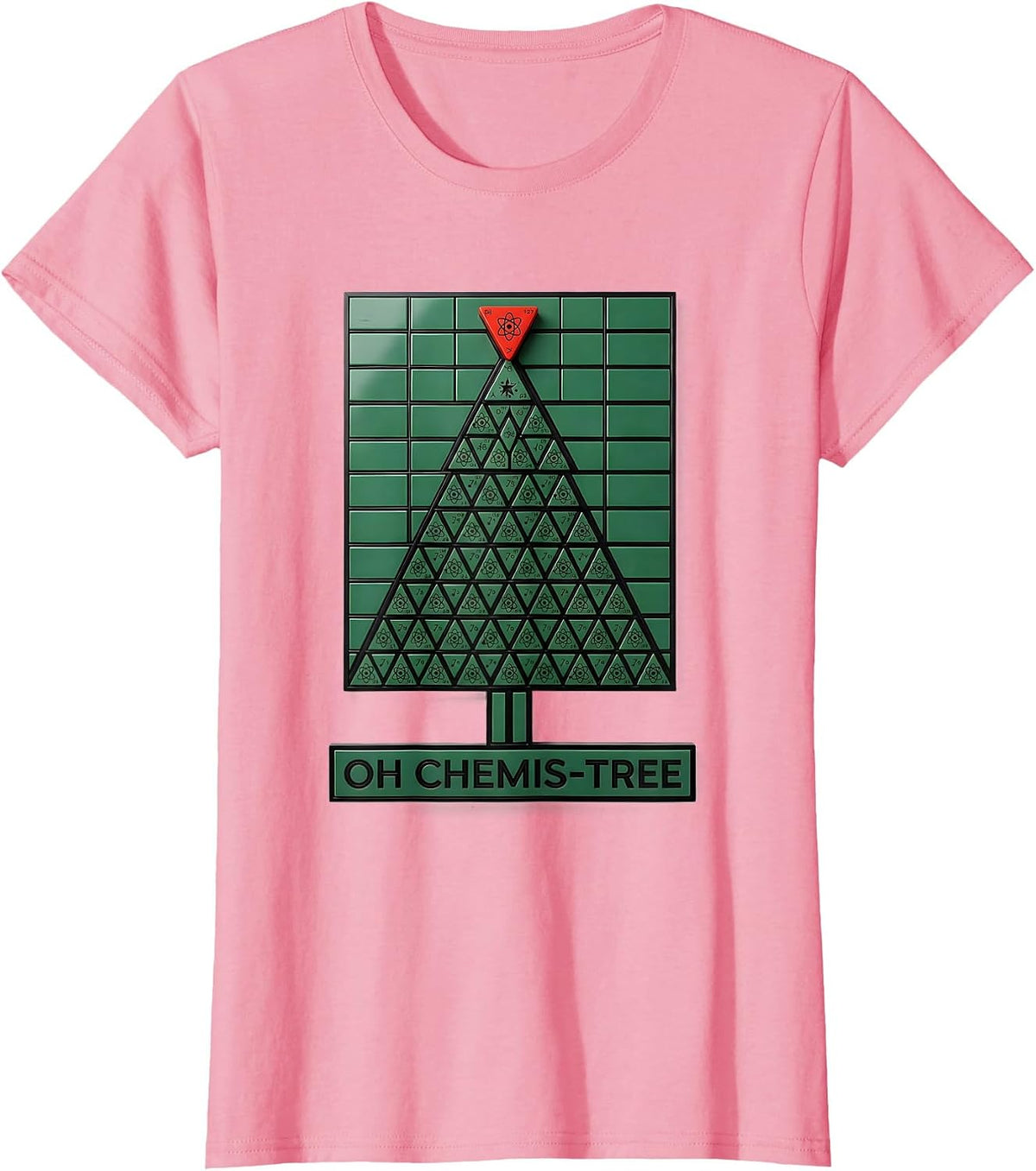 Women's Oh Chemis-Tree Geometric Science Humor Chemistry Teacher T-Shirt - Pink