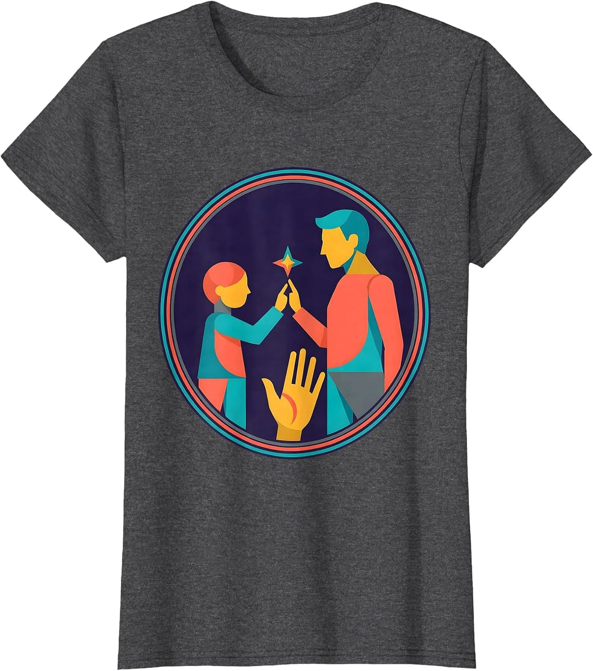 Women's Paraprofessional Reaching Hands Graphic Design T-Shirt - Dark Heather Grey