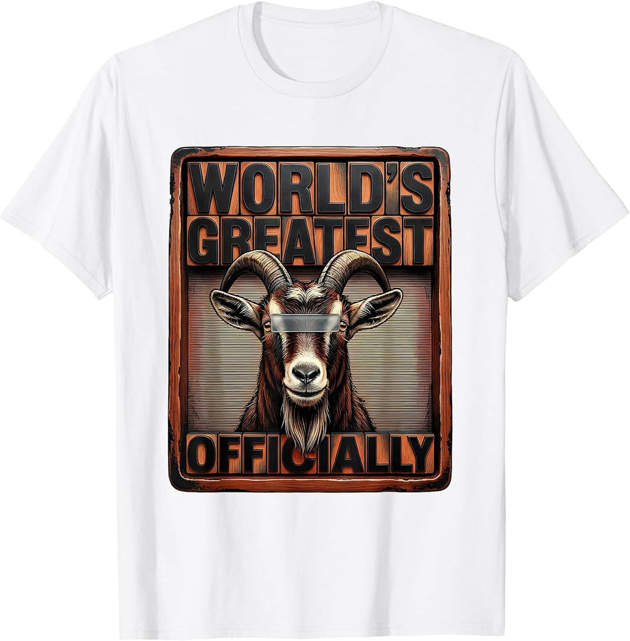 Men's World's Greatest Officially Funny Goat Novelty Animal Humor T-Shirt - White