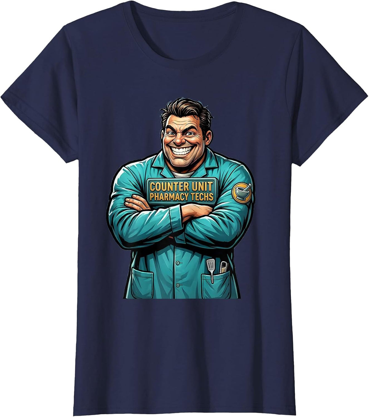 Women's Counter Unit Pharmacy Techs Funny Pharmacy Technician T-Shirt - Navy Blue