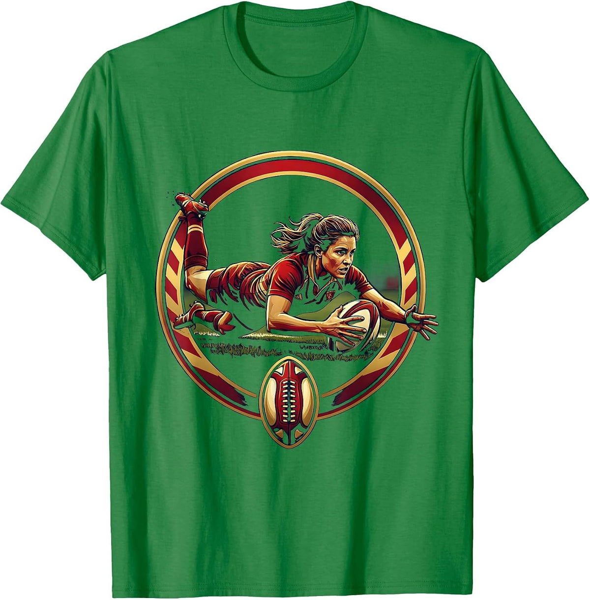 Men's Rugby Try Scorer Graphic Tee T-Shirt - Kelly Green