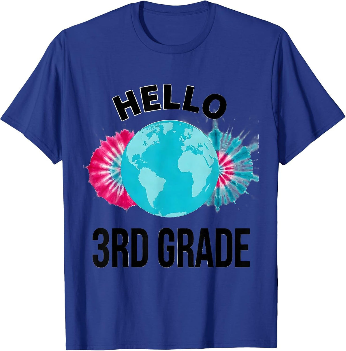 Men's Hello 3rd Grade Tie Dye Back to School Grade Level Team T-Shirt - Royal Blue