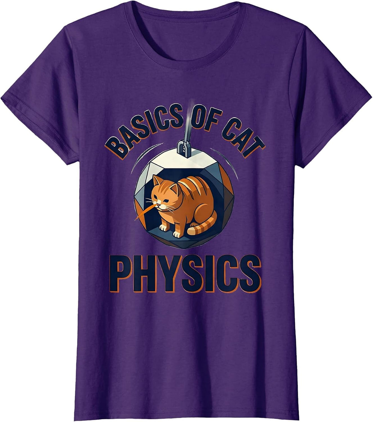 Women's Basics Of Cat Physics Funny Math Cat Teacher Student Lover T-Shirt - Purple