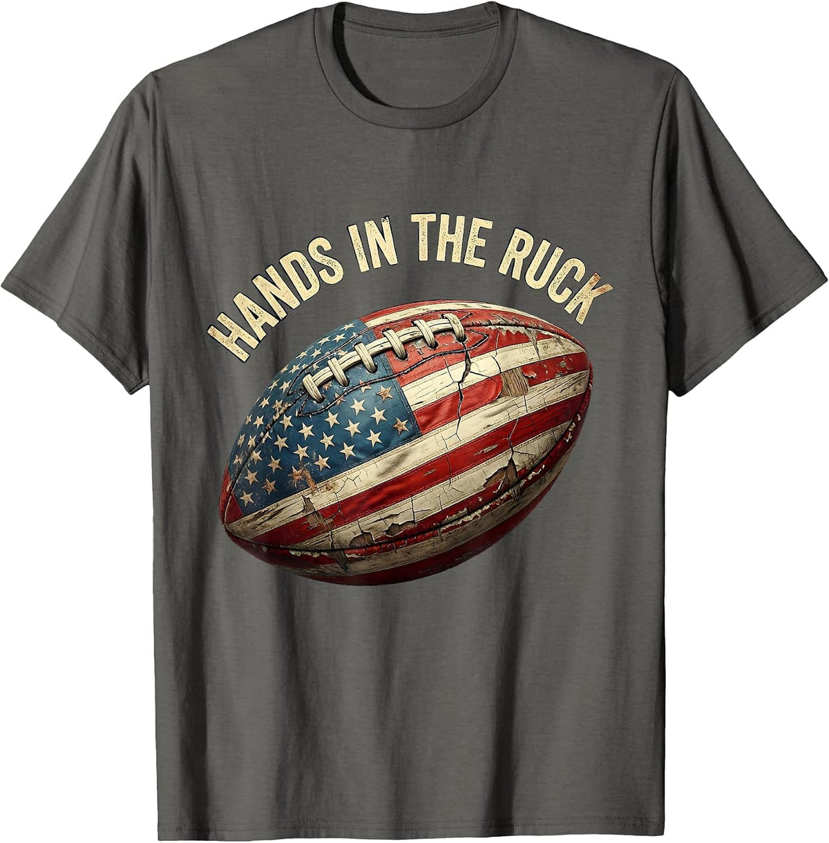 Hands in the Ruck Rugby Graphic Design T-Shirt - Asphalt Grey