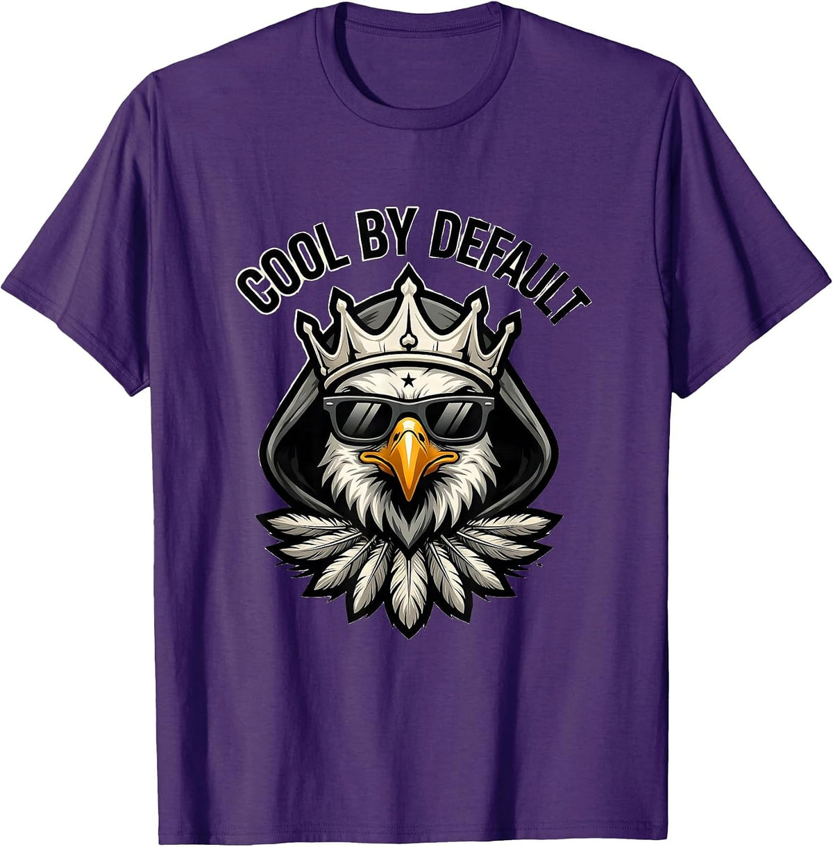 COOL BY DEFAULT Bald Eagle Mascot Sunglasses Funny Eagle T-Shirt - Purple