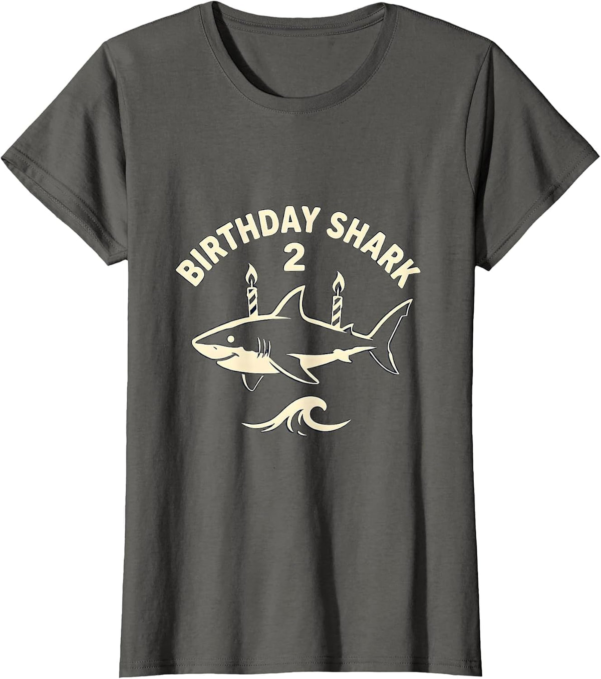 Women's Birthday Shark 2 Playful Toddler Party Whale Ocean Lover T-Shirt - Asphalt Grey