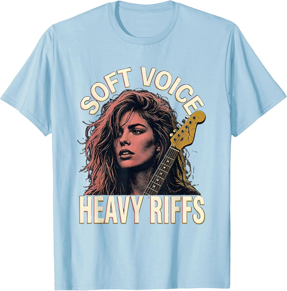 Men's Soft Voice Heavy Riffs Grunge Women Music Design T-Shirt - Baby Blue
