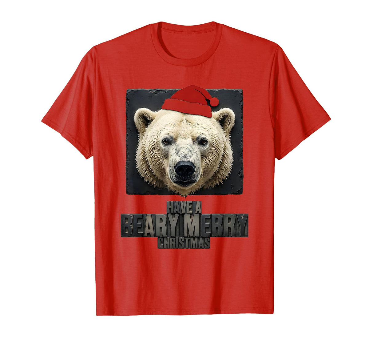 Mademark Have A Beary Merry Christmas Funny Bear Novelty Holiday T-Shirt - Red