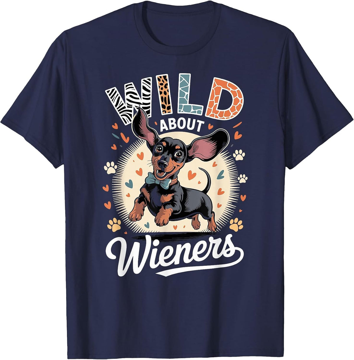 Wild About Weiner Dogs Wiener Dachshund T-Shirt - Navy Blue