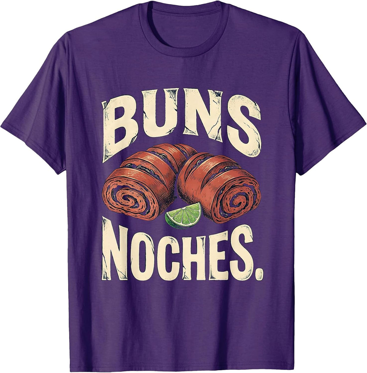 Men's Buns Noches Vintage Cinco De Mayo Spanish Pun Party Humor T-Shirt - Purple