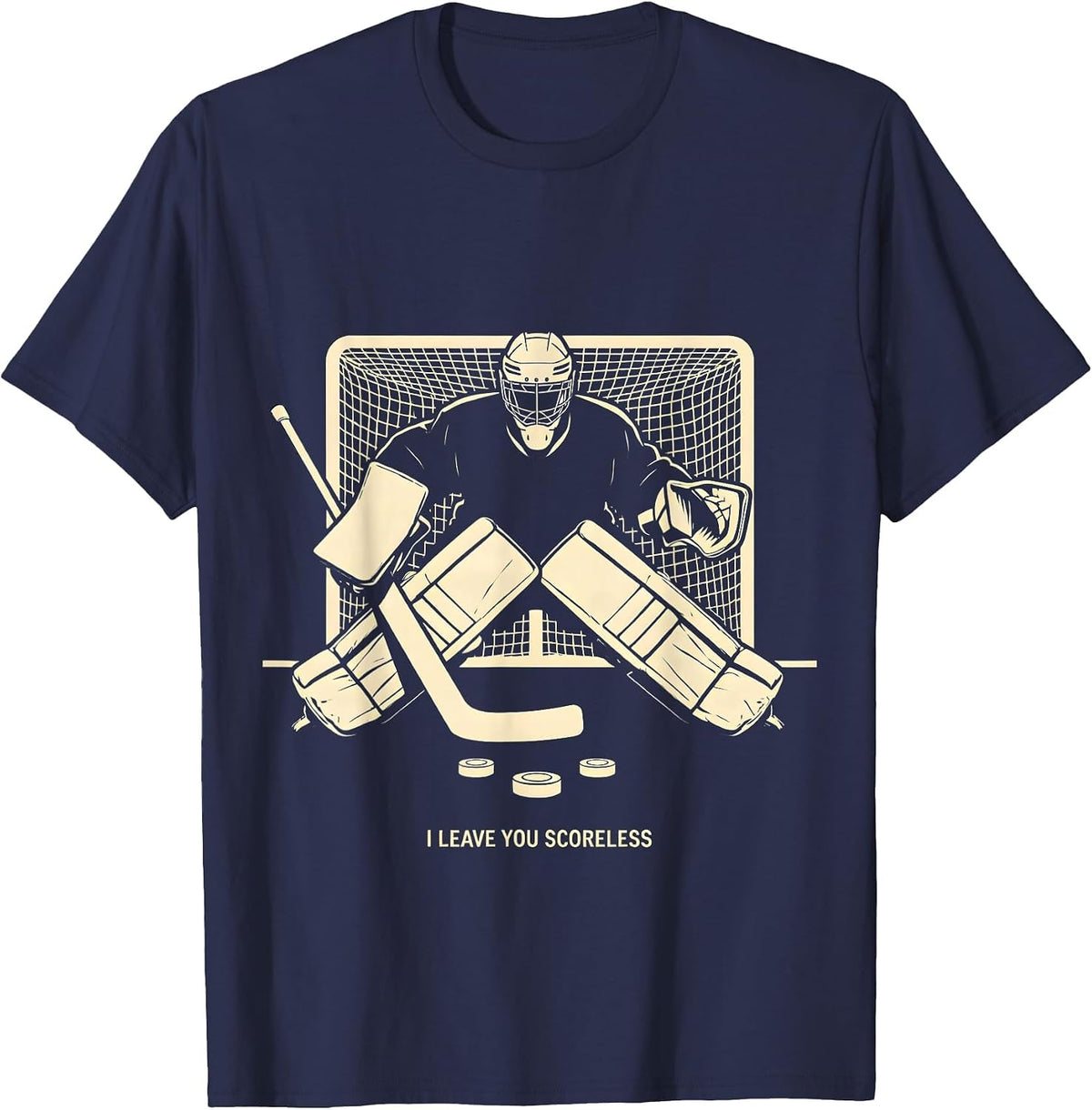 I Leave You Scoreless Funny Hockey Goalie Youth Player Gift T-Shirt - Navy Blue
