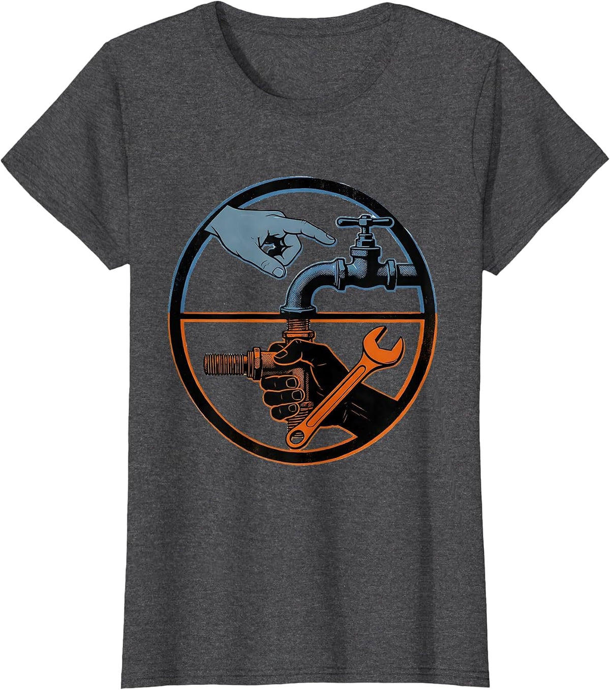 Women's Sealed Valve Plumber Trade Humor Dad Joke T-Shirt - Dark Heather Grey