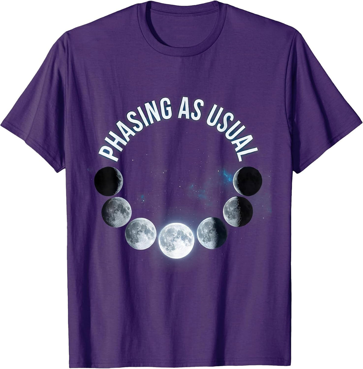 Men's Phasing As Usual Cosmic Lunar Cycle Astronomy Enthusiast T-Shirt - Purple