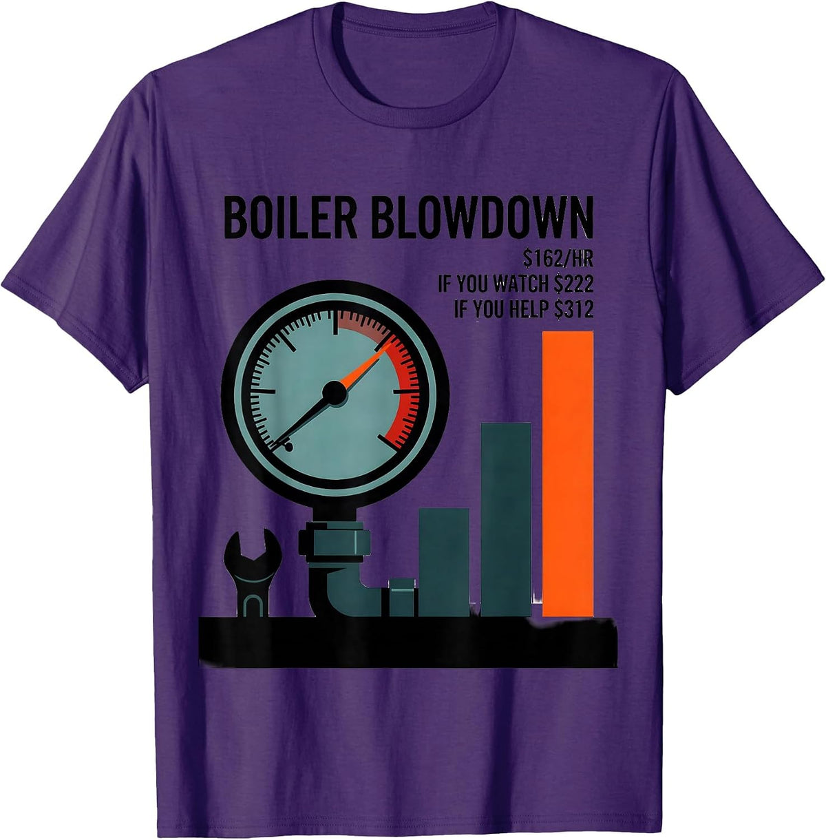 Boiler Blowdown Funny Plumber Hourly Rate Trade Humor T-Shirt - Purple