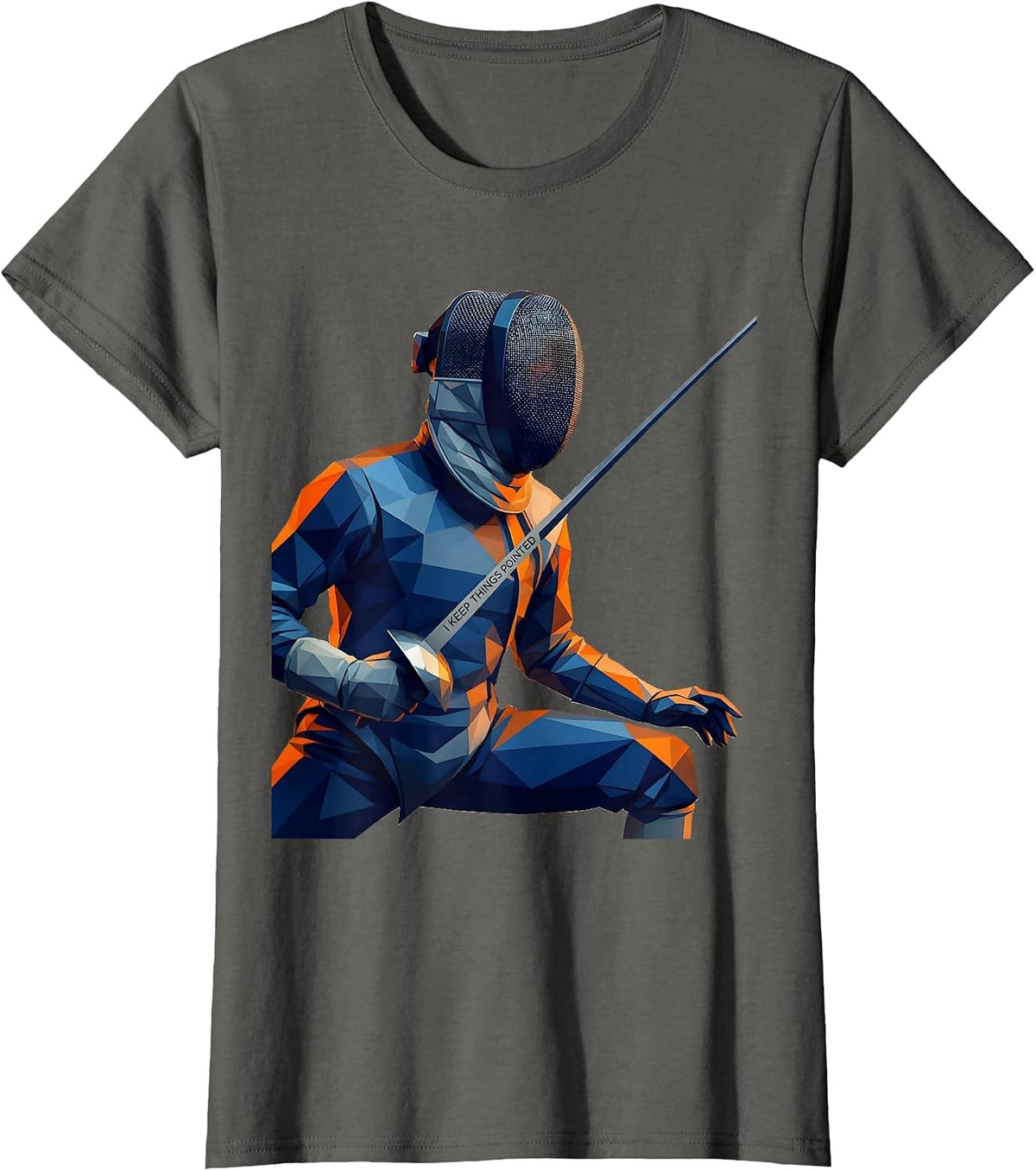 Women's I Keep Things Pointed Funny Fencing Sport Fan Humor T-Shirt - Asphalt Grey