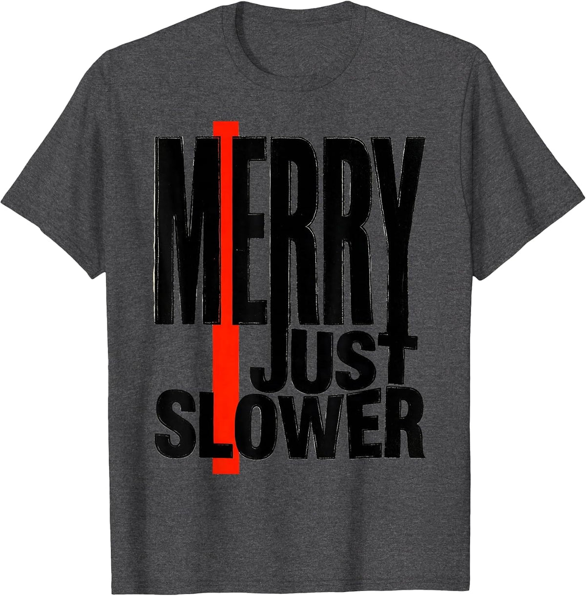 Men's Merry, Just Slower Funny Sloth Lover Christmas Ugly Sweater T-Shirt - Dark Heather Grey