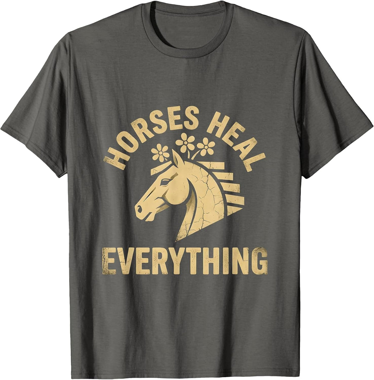 Horses Heal Everything Equestrian Design T-Shirt - Asphalt Grey