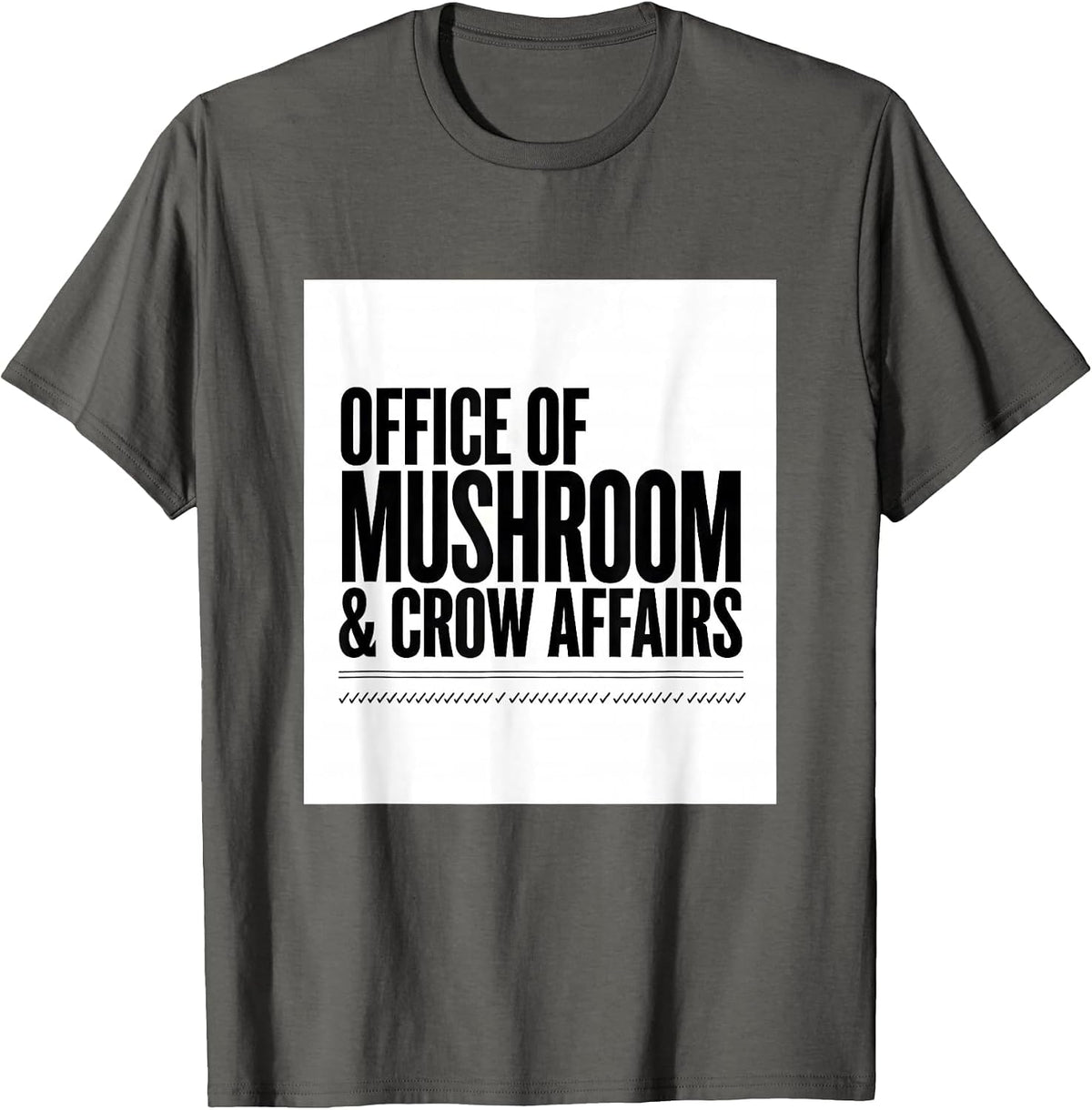 Office Of Mushroom & Crow Affairs Whimsical Gothic T-Shirt - Asphalt Grey