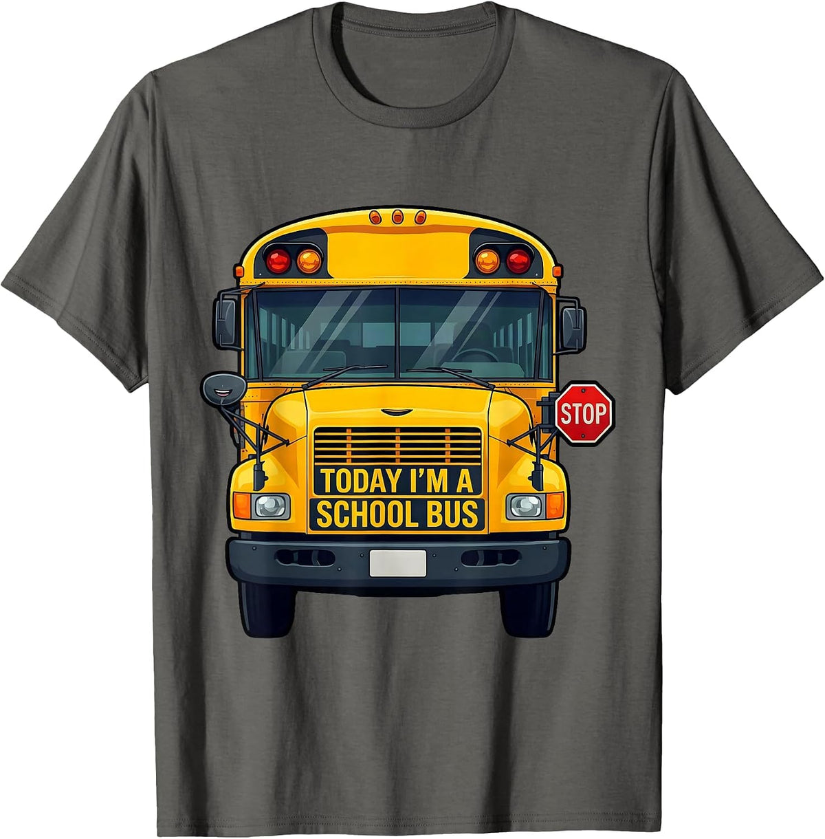 Today I'm A School Bus Funny Halloween Costume School Driver T-Shirt - Asphalt Grey